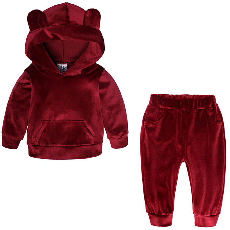 Running Gear Kids - Baby Boys Girls Velvet Hooded Clothing